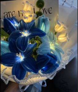 Blue Floral Bouquet with Lights