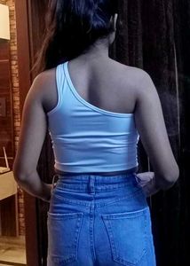 Stylish One-Shoulder White Crop Top