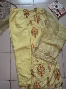 yellow Embroidered Kurta Set