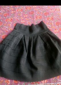 Black Textured A-Line Skirt