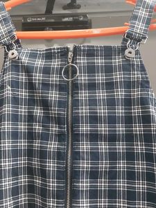H&amp;M Plaid Zipper Front Pinafore Dress