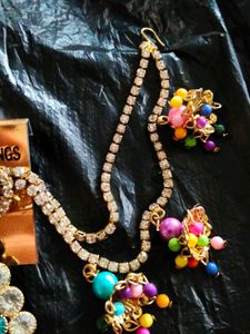 Earrings with Hair Chain