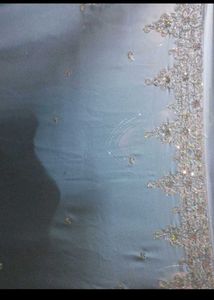 Beautiful Beaded sky Blue Saree + free blouse