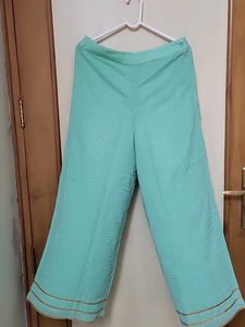 Elegant Teal Palazzos with Gold Border
