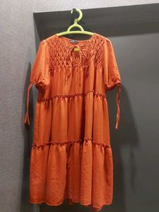 Tiered Orange Dress