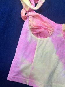 Tie-Dye Crop Top with Tie Shoulders
