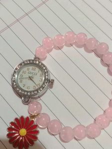 Pink Beaded Bracelet Watch