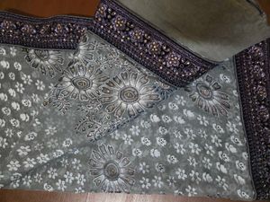 Elegant Grey Embroidered Saree