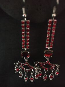 Red vintage glass rhinestone Dangle Earrings