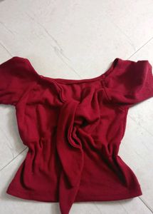 Chic Red Off-Shoulder crop Top