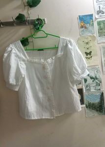 Cute White Puff Sleeve Top