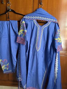 Beautiful Blue Embroidered Farshi Kurta Set