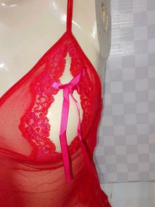 [1451)Red Lace Lingerie Top