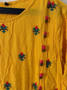 Vibrant Yellow Embroidered Kurta