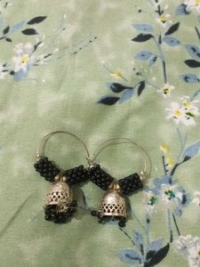 Bohemian Black Jhumka Hoop Earrings