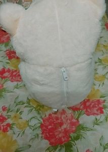 Pink Heart Pillow with Two Teddy Bears