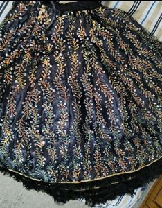 Elegant Black Sequin Lehenga Skirt
