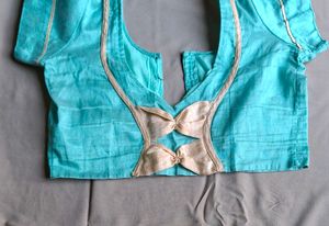 Elegant Light Green Blouse with Gold Embroidery