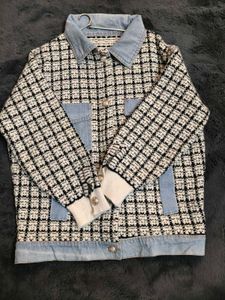 oversize Tweed &amp; Denim Jacket