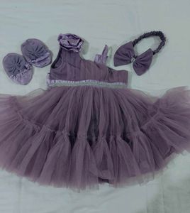 Cute Lavender Frock with Accessories