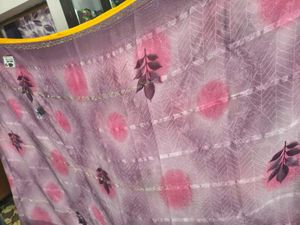 New Beautiful Purple Saree with Pink Motifs