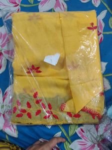Vibrant Yellow Embroidered Saree
