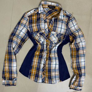 Y2k Stretch Plaid Button-Up Shirt
