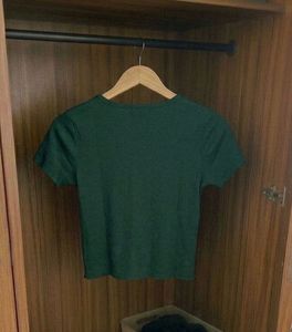Green Lettuce Trim Crop Top