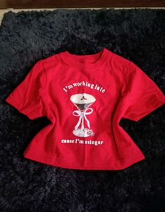 Red "Working Late" Graphic T-Shirt