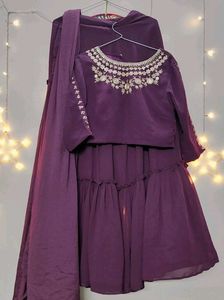 Elegant Embroidered Purple sharara Choli