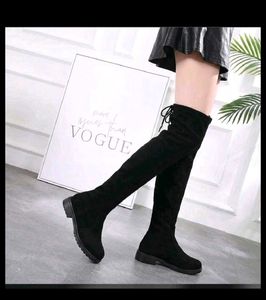 Black Suede Over-the-Knee Boots