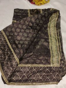 Elegant Embroidered Brown Saree