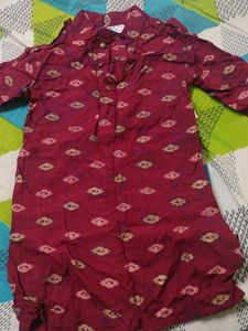 Maroon Printed Tie-Dye Kurta