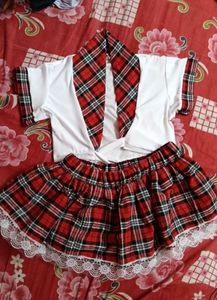 Plaid Tie-Front Crop Top &amp; Pleated Skirt Set