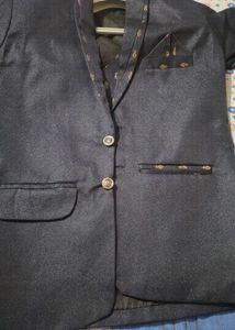 Men's Dark Nehru Jacket with Print