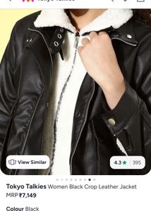 Tokyo Talkies Women Black Crop Leather Jacket