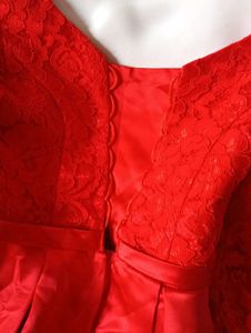 Red Lace Detail Flare Dress