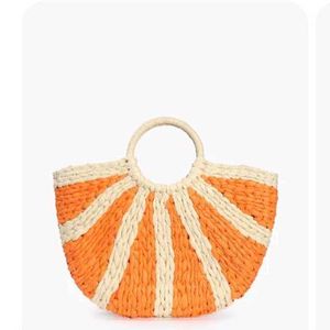 Unique Fan-Shaped Raffia Handbag