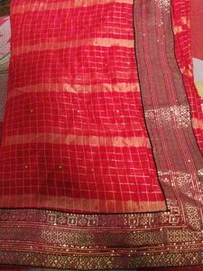 Beautiful Red Saree with Golden Border