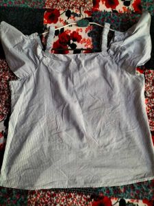 Embroidered Cold Shoulder Top