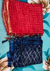 Red & Blue Dupatta Set