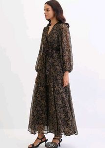 Femmella Black Leaf Print Maxi Dress
