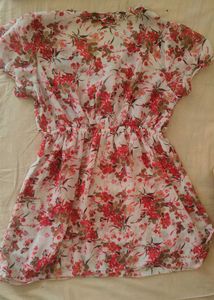 SALE Pink floral flowy baby doll top