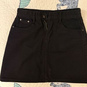 Classic Black Denim Mini Skirt