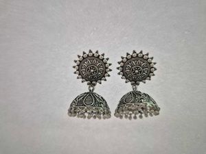 New Oxidized Silver Jhumka Earrings