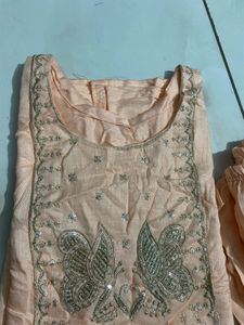 Peach Embroidered Kurta Set