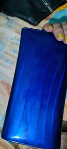 Blue glossy Glitter party clutch