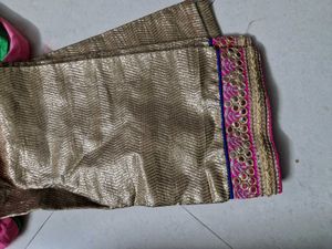 Stunning unstitched Pink &amp; Green Lehenga Choli Set