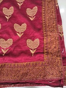 Maroon Embroidered Silk Saree