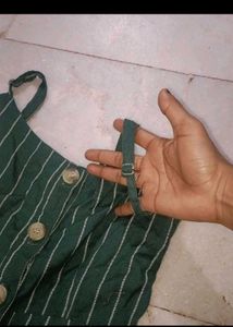 Green Striped Button-Down Midi Dress
